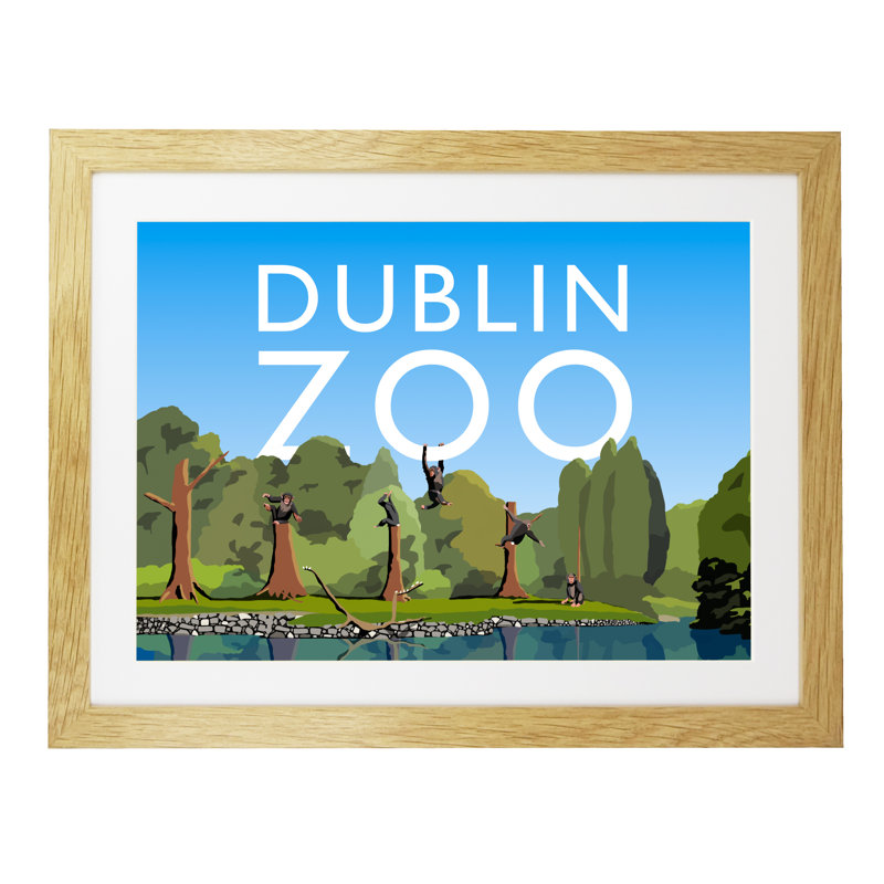 Dublin Zoo by Richard O'Neil - Print, Oak Wood Frame, 33.5 cm H x 43.5 cm W x 2.2 cm D