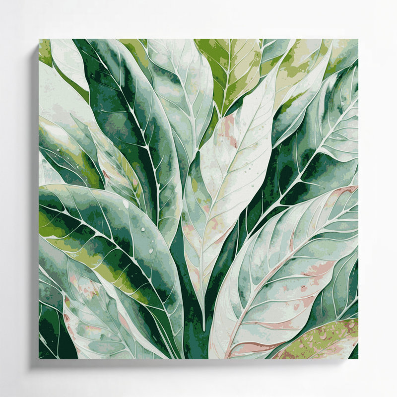 Art mural sur toile Botanical Aglaonema, H 12 po x l 12 po