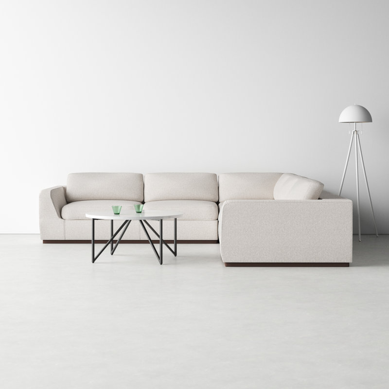 Berger Upholstered L-Shaped Sectional Symmetrical, Aldred Silver-Aged Sienna