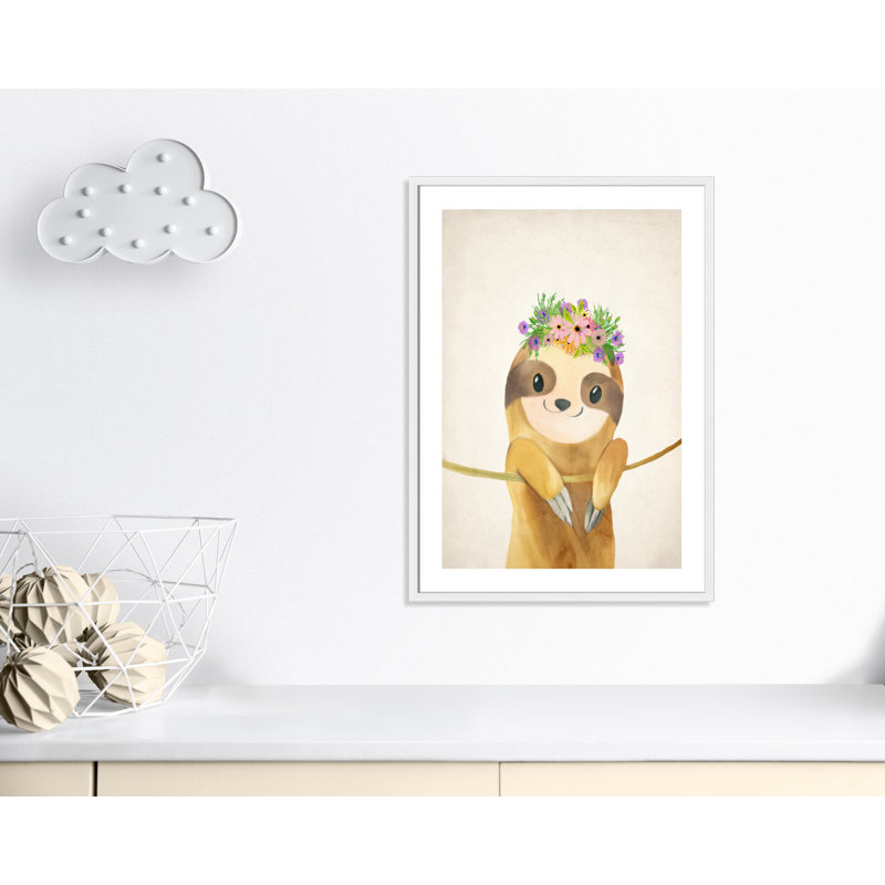 Sloth floral 1, H 35,5 po x l 25,5 po x P 1,19 po, Encadré de boîte blanc