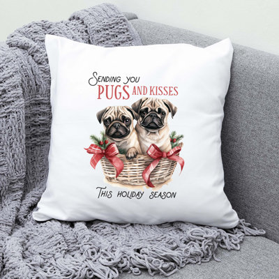 12_pug Polyester/Polyester Blend Reversible Throw Pillow