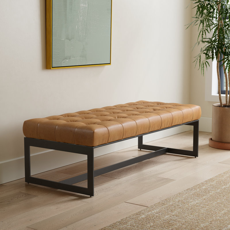 Lianne Leather Bench, Brown Top Grain Leather