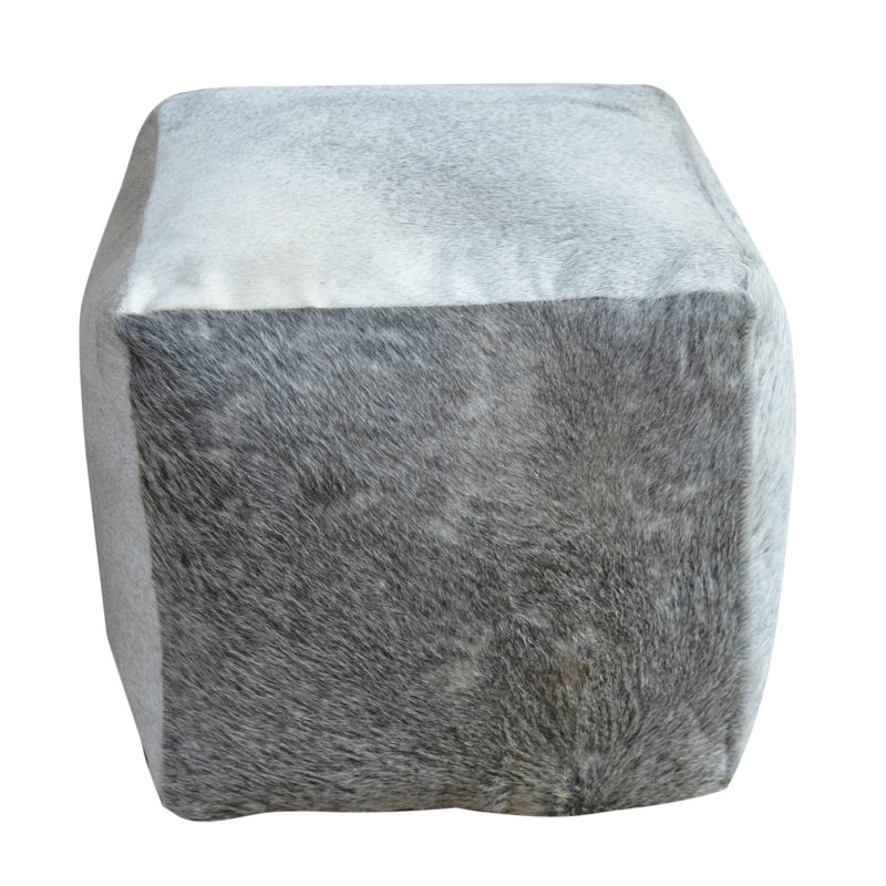 Pouf carré en cuir de vache INDE gris