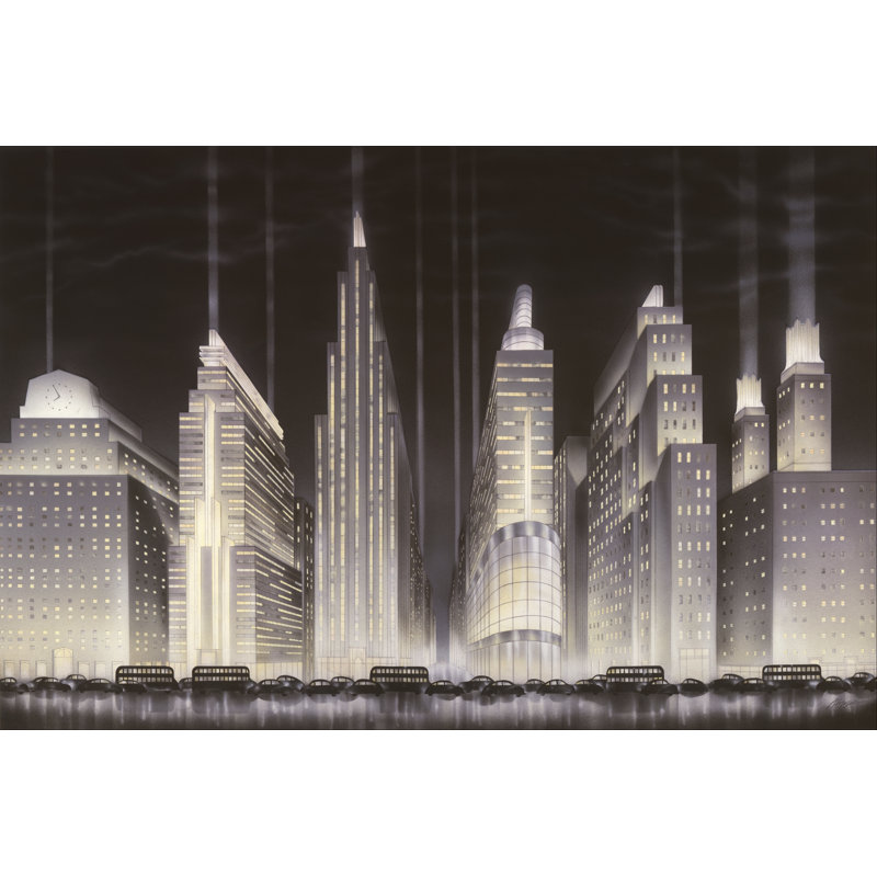 Boulevard by Robert Hoppe - Painting, 20cm H x 30cm W, Wrapped Canvas