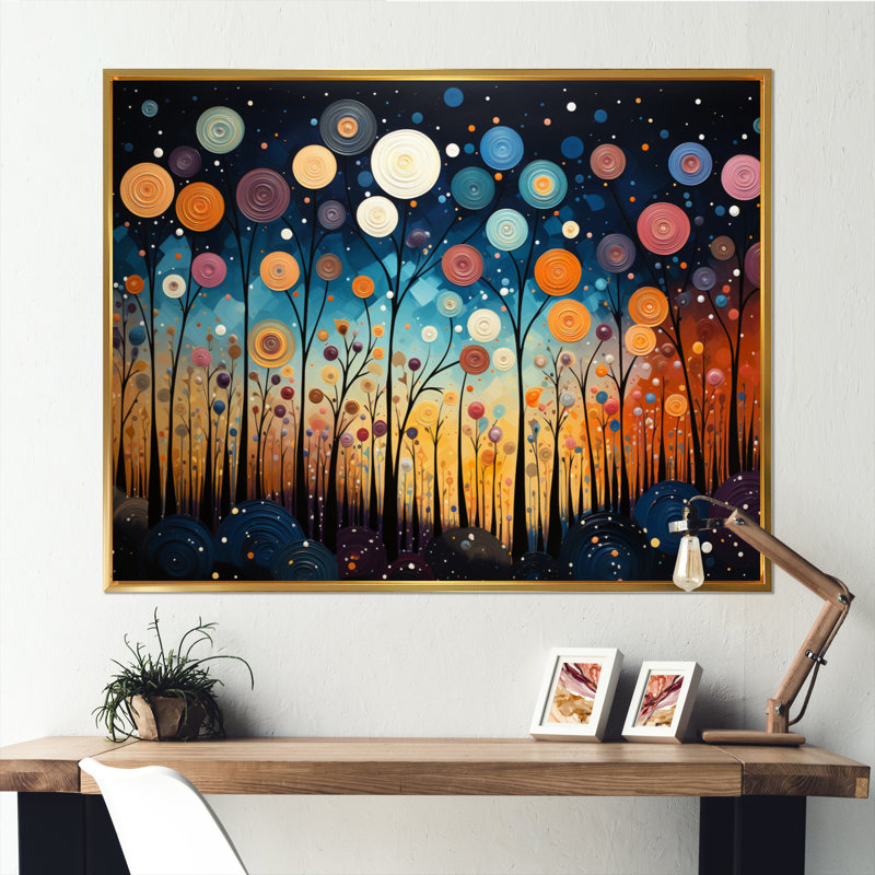 «Wanderlust I», impression colorée sur toile Mid Mid Century, Cadre flottant doré, H 34 po x l 44 po x P 1,5 po