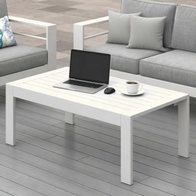 Table basse d'extérieur toutes saisons en aluminium, table rectangulaire moderne d'extérieur