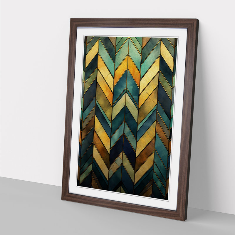 Chevrons Nouveau 1 Piece Single Picture Frame Wall Art, 34cm H x 25cm W x 2cm D, Walnut Framed