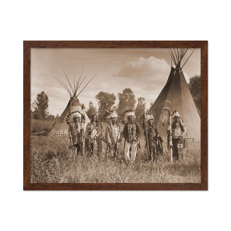 Warriors de Crow Creek sur la réserve Crow, Affiche, H 12 po x l 16 po, Brown Framed