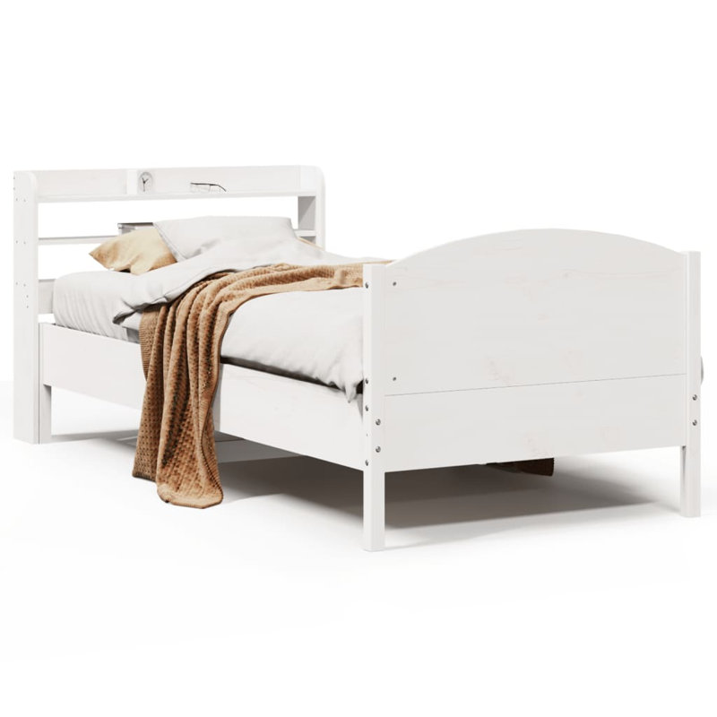 Mahalia Solid Wood Bed Frame, 100 x 200 cm, White