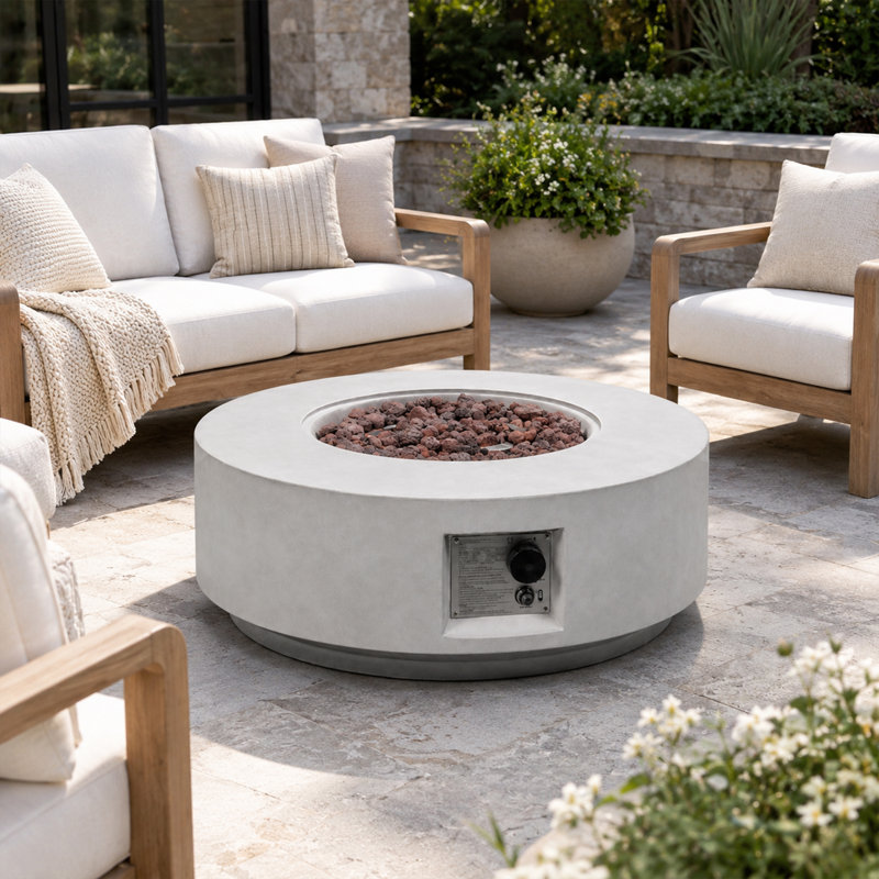 Table de foyer ronde au propane de 76 cm (30 po) avec 50 000 BTU et housse anti-pluie