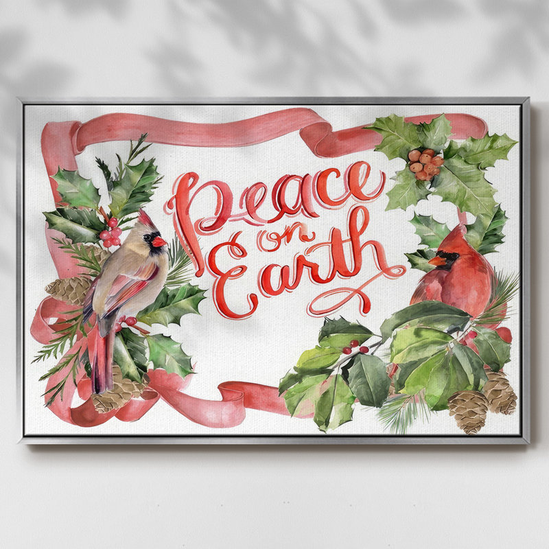 Cardinal Holly Christmas Collection A, H 17 po x l 25 po x P 1,5 po, Encadrement argenté
