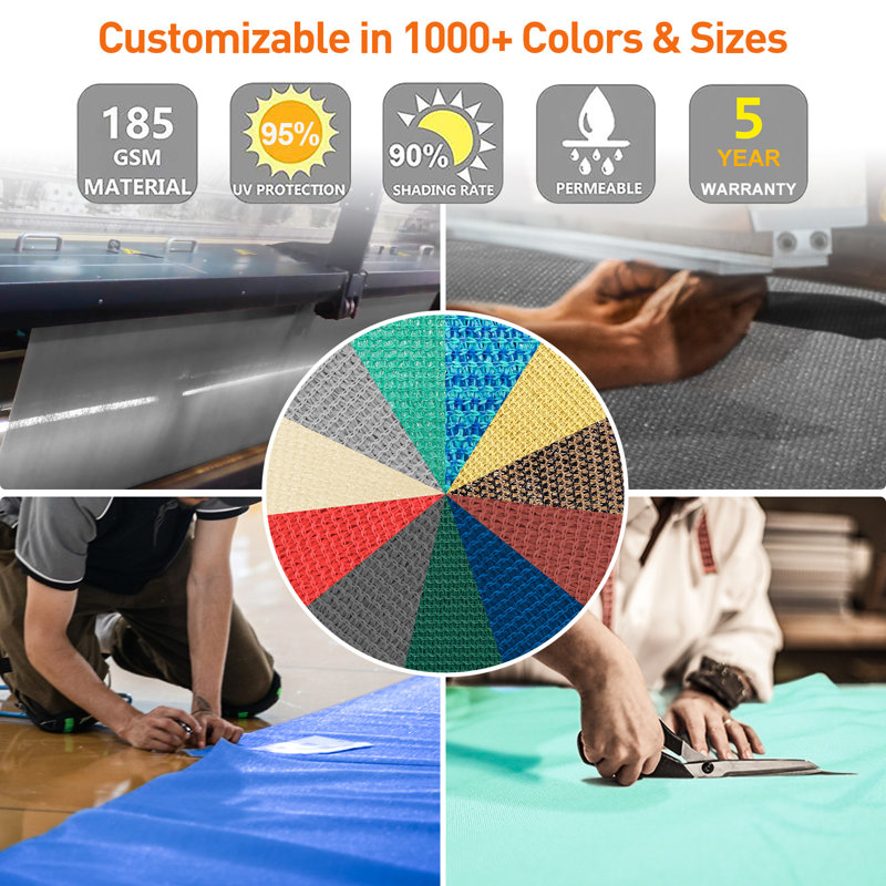 6'x9' Customize Rectangle Sun Shade Sail, Dark Grey