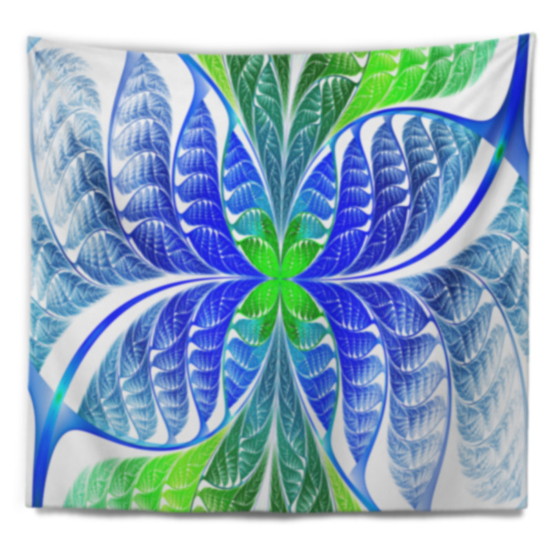 Tapisserie de texture en verre fractal bleu vert abstrait, H 50 po x l 60 po