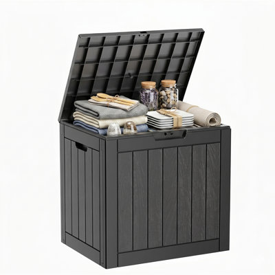 30 Gallon Lockable Resin Deck Box, Water Resistant Outdoor Storage For Patio & Garden