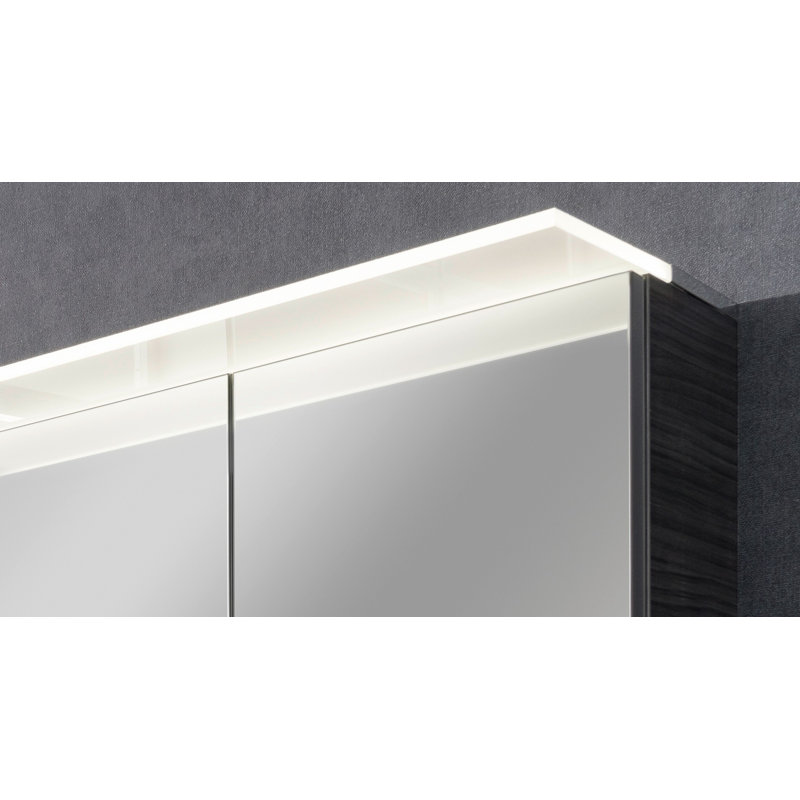 mm Wide mm H Surface Mirrored Cabinet with Mirror, Black