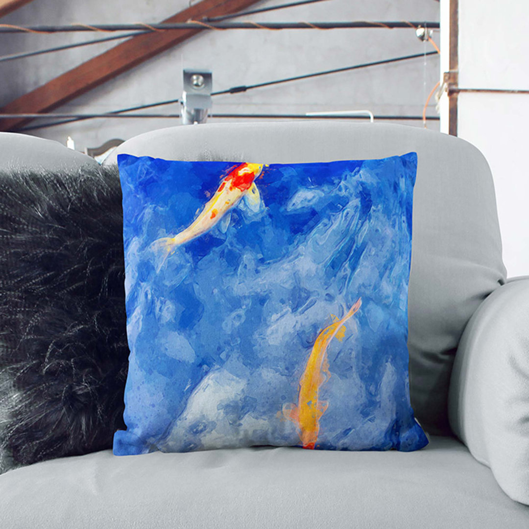 Koi & Carp Fish in Abstract Cushion with Filling