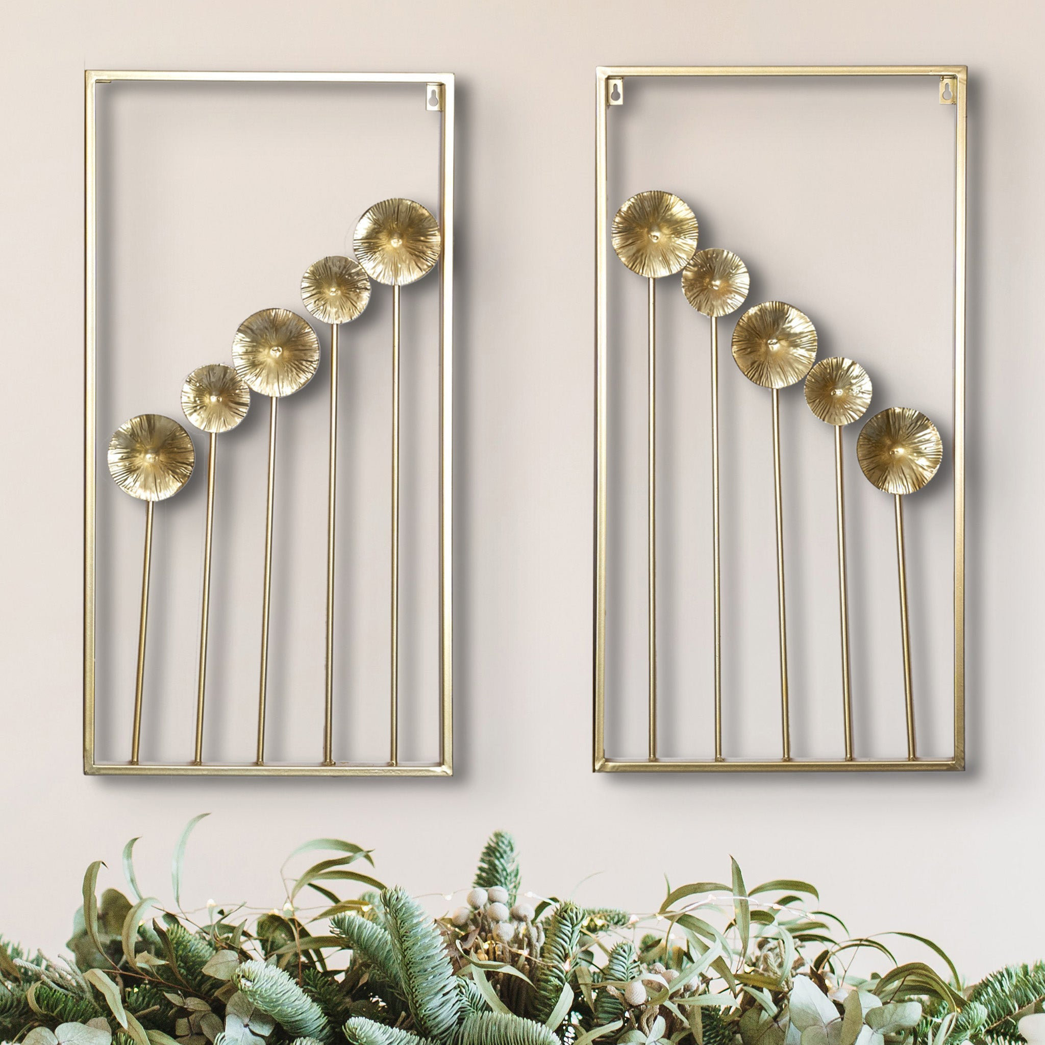 Mercer41 Makaira Golden Dandelions 2Piece Metal Art For Modern Walls