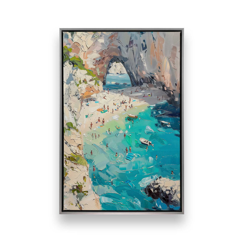 Impression sur toile Azzuro Cove, 20 po x 30 po, Cadre flottant en chrome poli