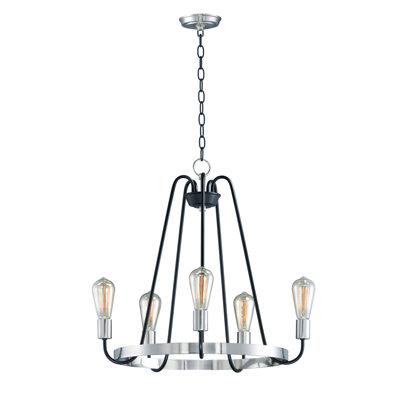 5 - Light Waggon Wheel Chandelier