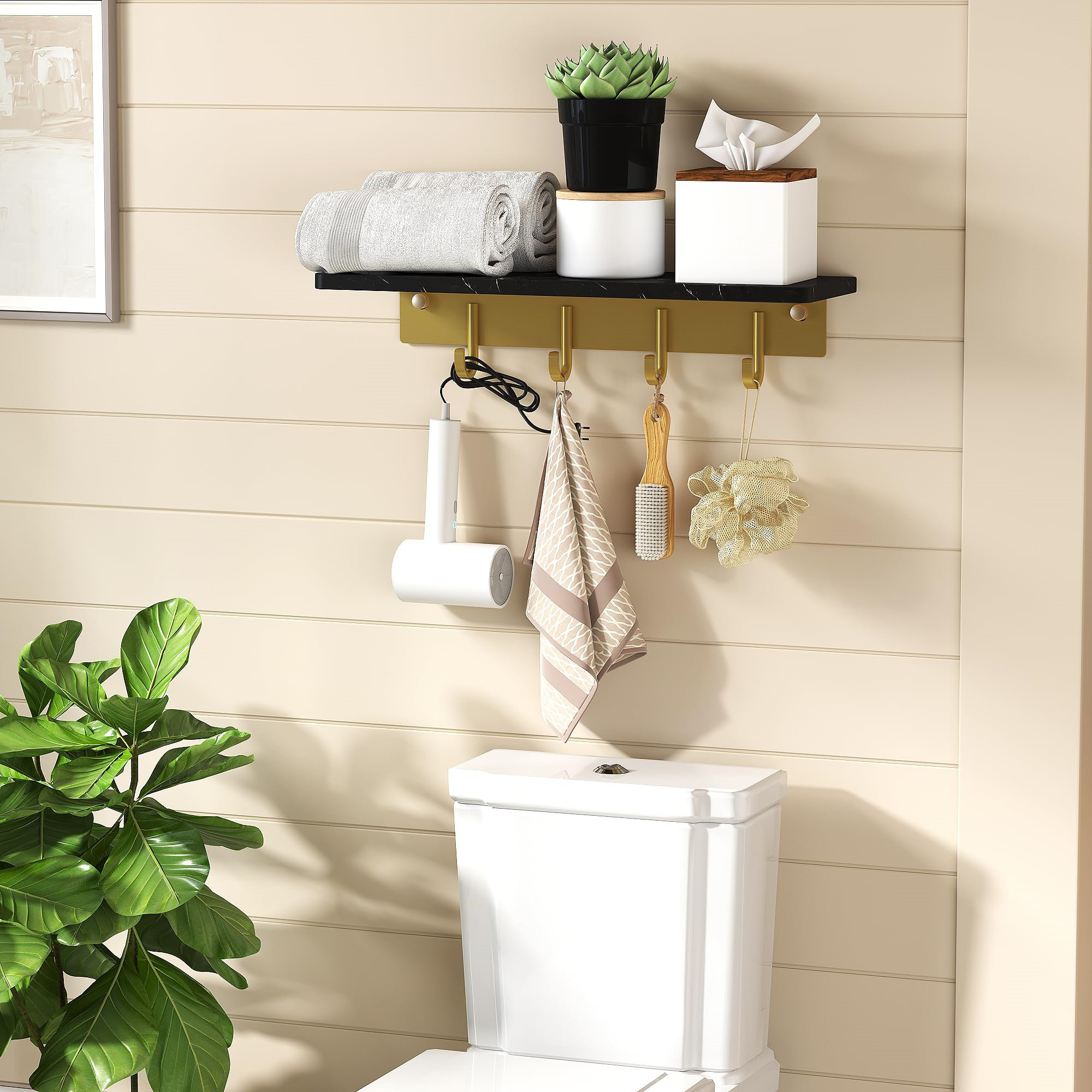 Rebrilliant Marble Floating Shelves for Wall Sturdy Modern Shelf ...