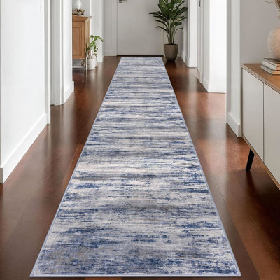 Modern Washable Rug Runner 2.6x16 Abstract Hallway Runner Rug Non-Slip Soft Indoor Extra Long Rugs for Entryway Kitchen