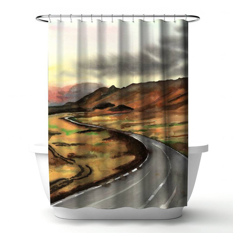 Shower Curtain LA166 – Polyester Shower Curtain, Dye Sublimation Print, 71" W × 74" L