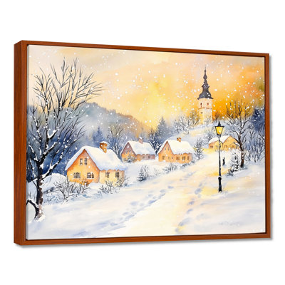 «Snowy Village At Night I - Winter Landscape», art mural