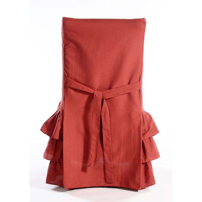 Cotton Box Cushion Dining Chair Slipcover, Red
