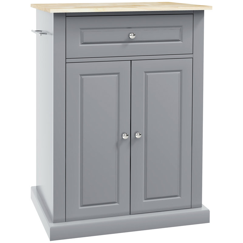 Rolling Kitchen Island Cart, Portable Serving Trolley Table With Drawer, Adjustable Shelf And 2 Towel Racks