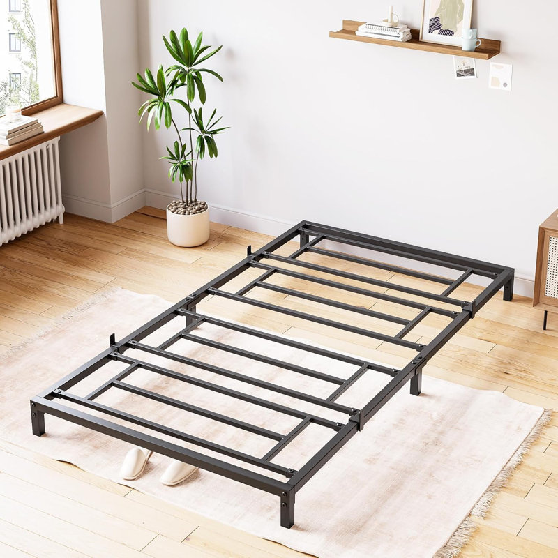 Structure de lit simple en métal avec joints de matelas, conception de plateforme, rangement sous le lit, robuste, facile à assembler