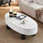 Table basse ovale avec plateau en faux marbre, table basse moderne Mid-Century avec tiroir caché et espace de rangement, table basse pour salon, chambre à coucher, bureau
