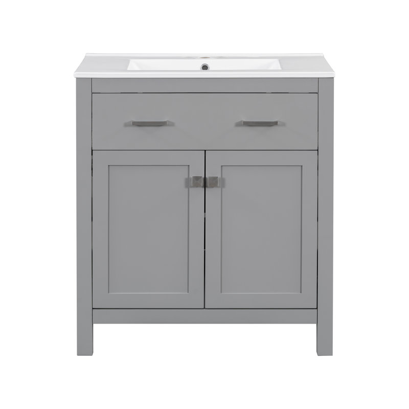 Meuble-lavabo 30 po avec lavabo en céramique, Gris