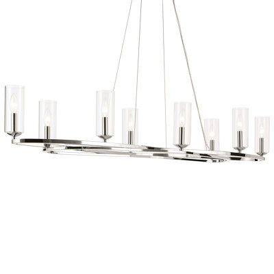 Curved Modern Chandelier with Clear Cylinder Glass