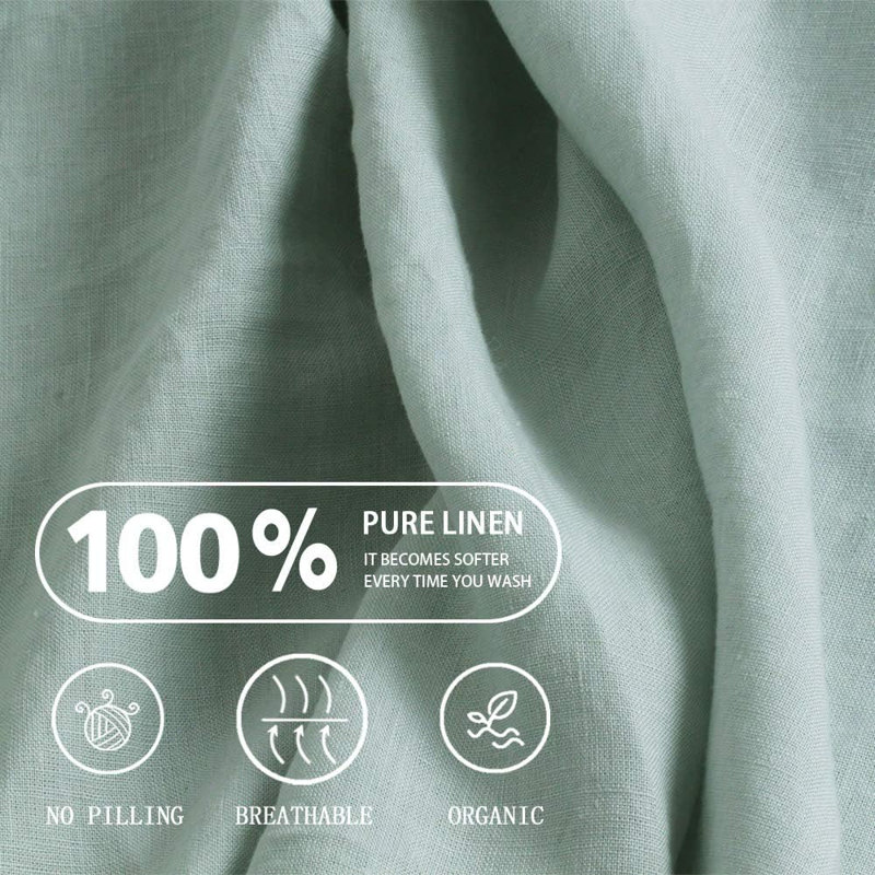 Ensemble de housse de couette 100% lin français 3 pièces, Housse de couette pour très grand lit et 2 taies , Bleu clair