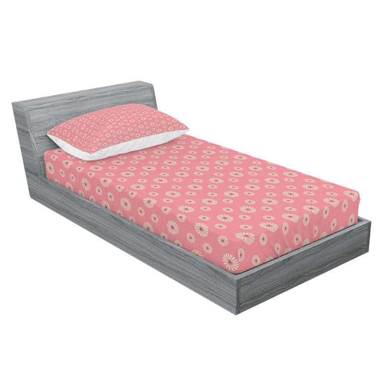 Microfiber Floral Sheet Set, Twin XL Sheet Set with Fitted Sheet
