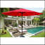 Parasol de patio extérieur 10 pi (3 m) sans rabat, 8 pièces, avec inclinaison, avec manivelle, sans base, rouge, taille de poteau 38 mm (1,49 pouce)