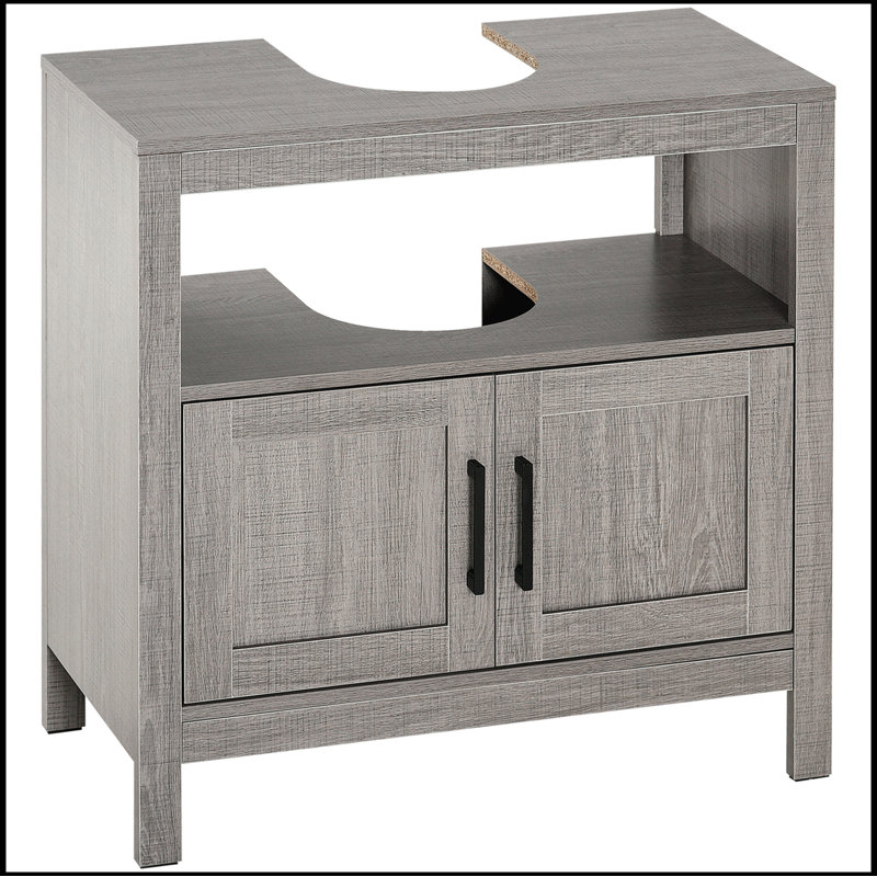 Armoire de rangement à piédestal, armoire de salle de bain sous le lavabo avec 2 portes et tablette ouverte kleankin