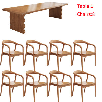 Nordic style solid wood rectangular table set.