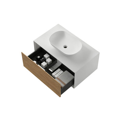  36" Single Bathroom Vanity Wall-mounted Floating vanities with White Solid Surface Top,Floating vanities for Small Spaces