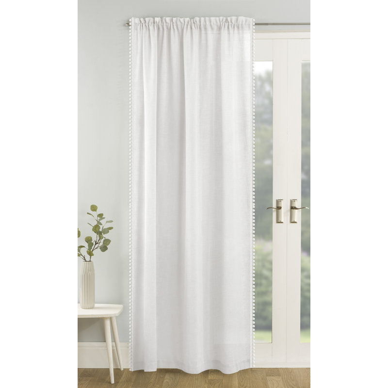 Caletha Semi Sheer Curtain Single Panel, Width 140 x Drop 229 cm, White