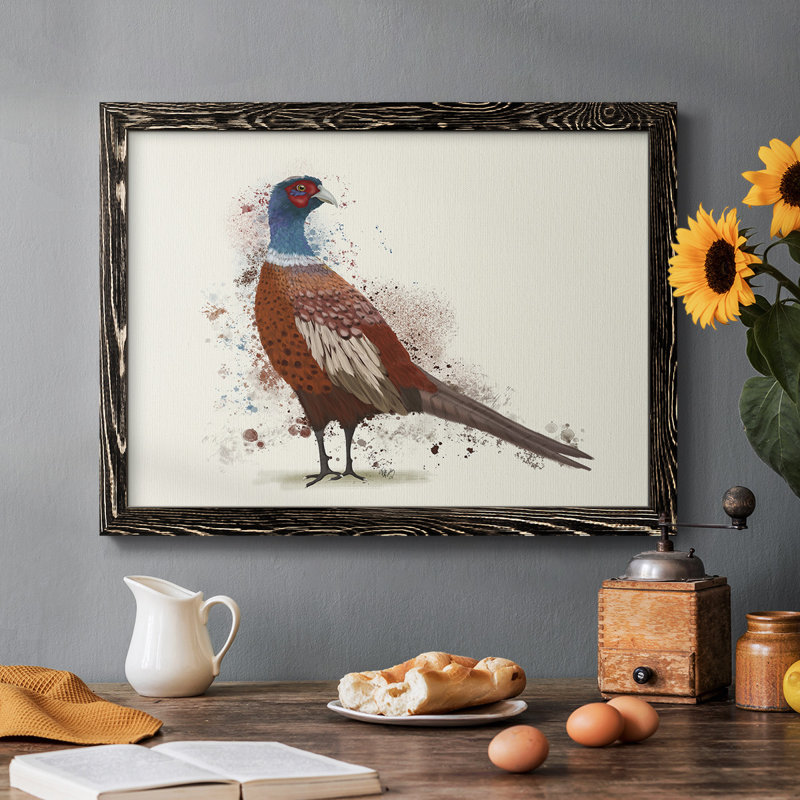 Pheasant Splash 5, peinture sur toile encadrée, H 14 po x l 20 po x P 1,5 po, Noir