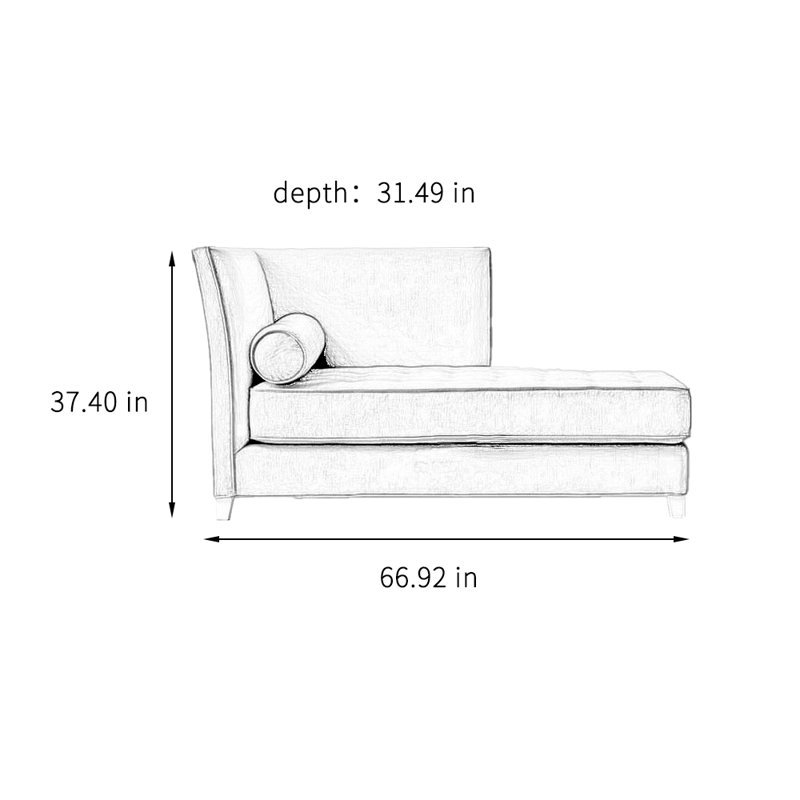 Chaise longue simple à dossier haut en bois massif, Orienté à gauche (vu de face), Rose clair