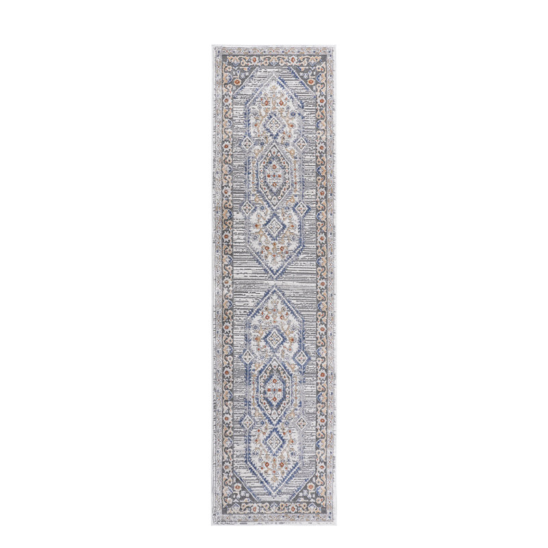 2x8 Blue/cream/ Area Rug - Non-shedding, Stain , Medium Pile Height For Living Room, Bedroom, Dining Room Stylish Study, Nursery,