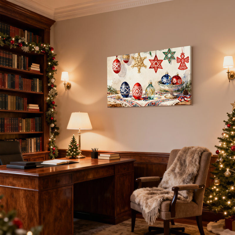 Ensemble de 3 reproductions d'art sur toile, décorations de Noël et étoiles, H 20 po x l 30 po