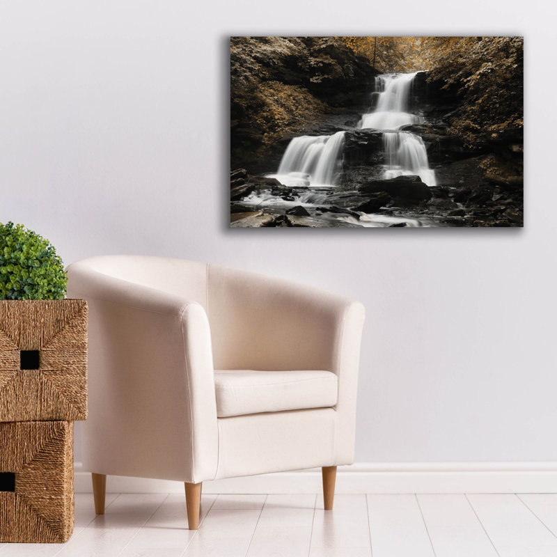 «Golden Waterfall 2» par Lori Deiter, art mural sur toile, H 26 po x l 40 po