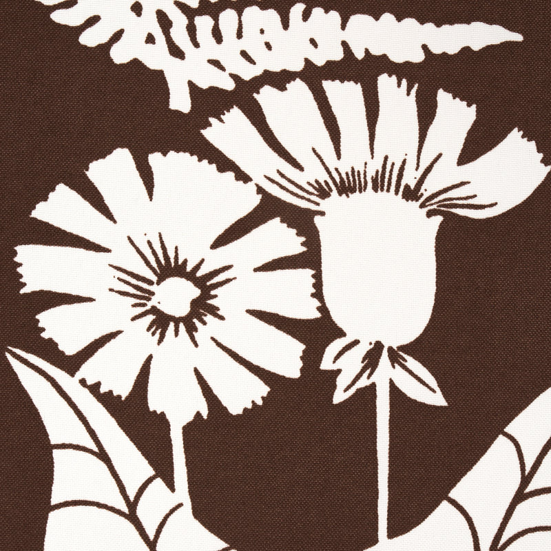 Tissu intérieur / extérieur floral printanier, Brun