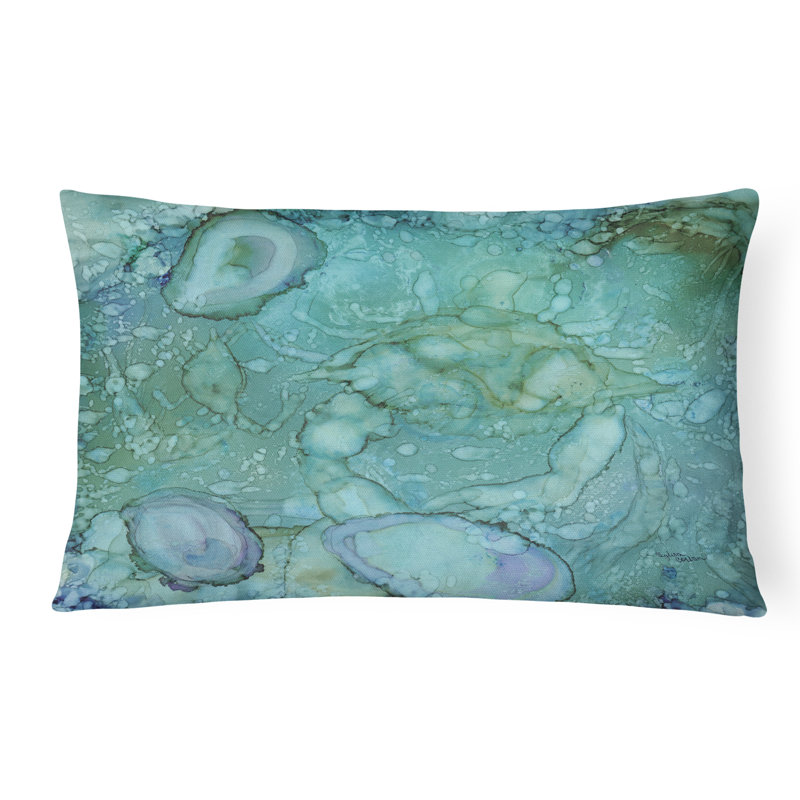 Coussin décoratif intérieur/extérieur en tissu abstrait crabes crabes et huîtres Roehl
