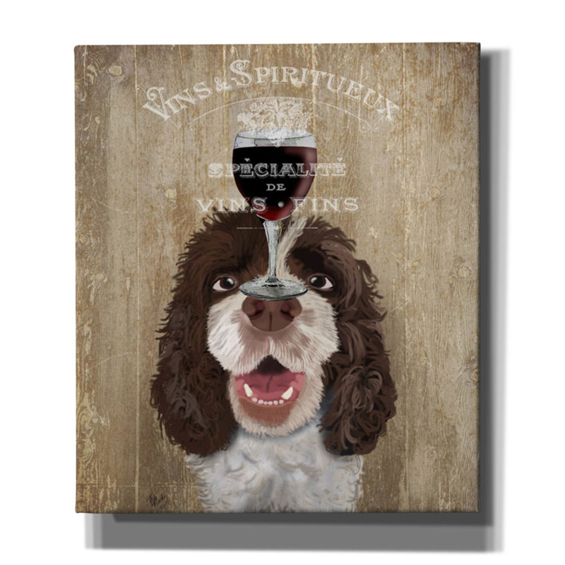 «Dog Au Vin, Springer Spaniel», impression sur toile tendue, H 30 po x l 26 po x P 1,5 po