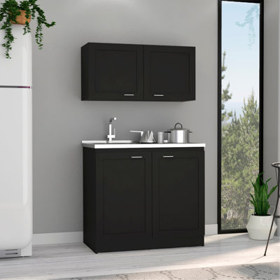Zurich Cabinet Set, Two Shelves Black