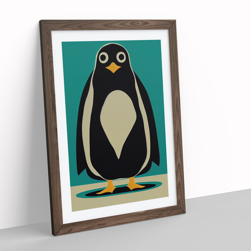 Penguin Abstract Art No.8 - Wall Art, 64cm H x 46cm W, Walnut Framed
